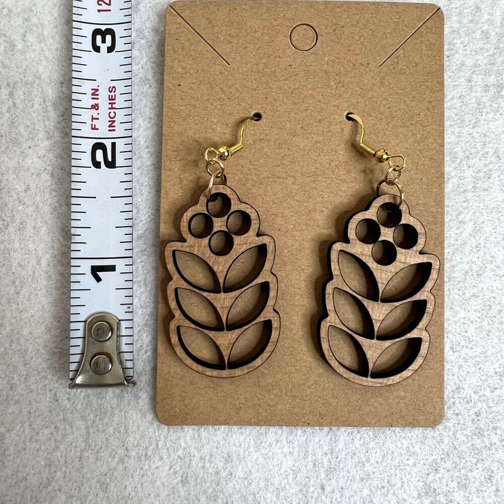 Wooden Flower Cutout Earrings - Picture 3 of 3